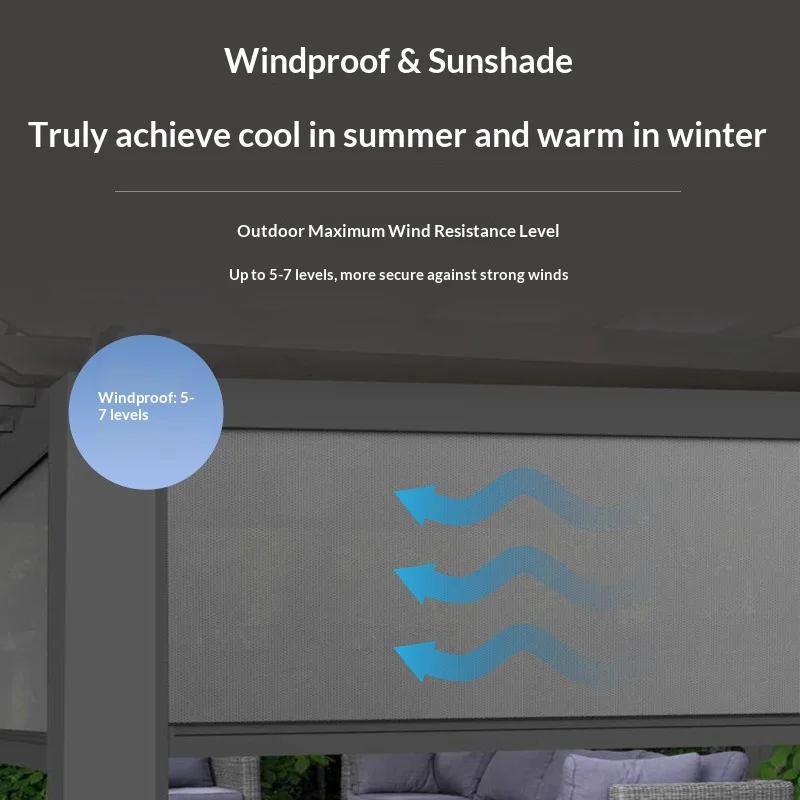 Luxury Aluminum Louvered Pergola Permanent Hard Roof Gazebo Electric Sunshade Waterproof UV Resistant Weatherproof Patio Shelter