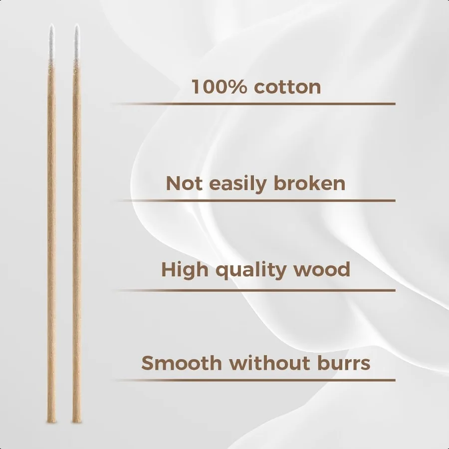 Tamponi di cotone a punta da 400 pezzi in scatola di immagazzinaggio Tamponi di cotone per microblading di precisione con bastoncini di legno per la pulizia del trucco Poli per unghie