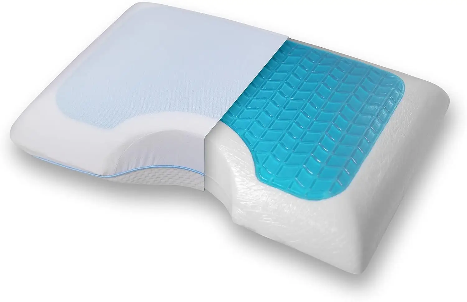 

Side Sleeper Pillow - Cervical Cooling Gel Memory Foam Neck Support for Back & Stomach Sleepers