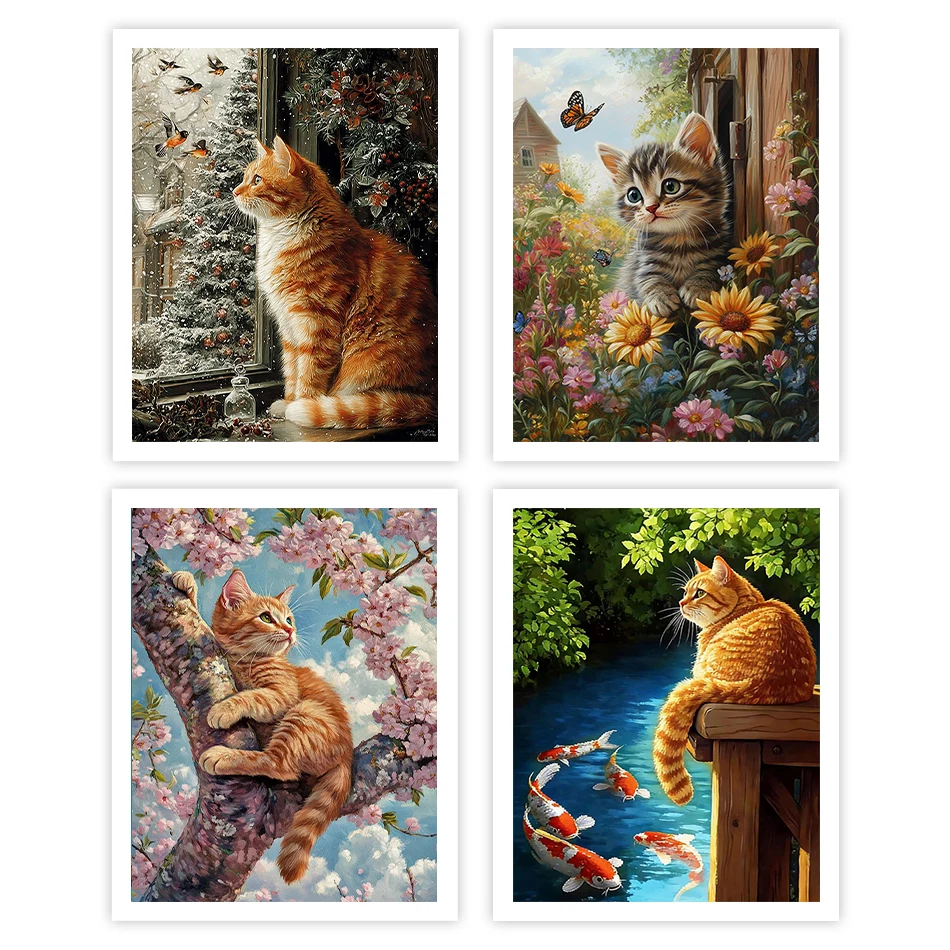 

GATYZTORY Painting By Number Adults Picture Drawing Color Markers Framed Wall Art Modern Acrylic Paints Cute Orange Cat Animals