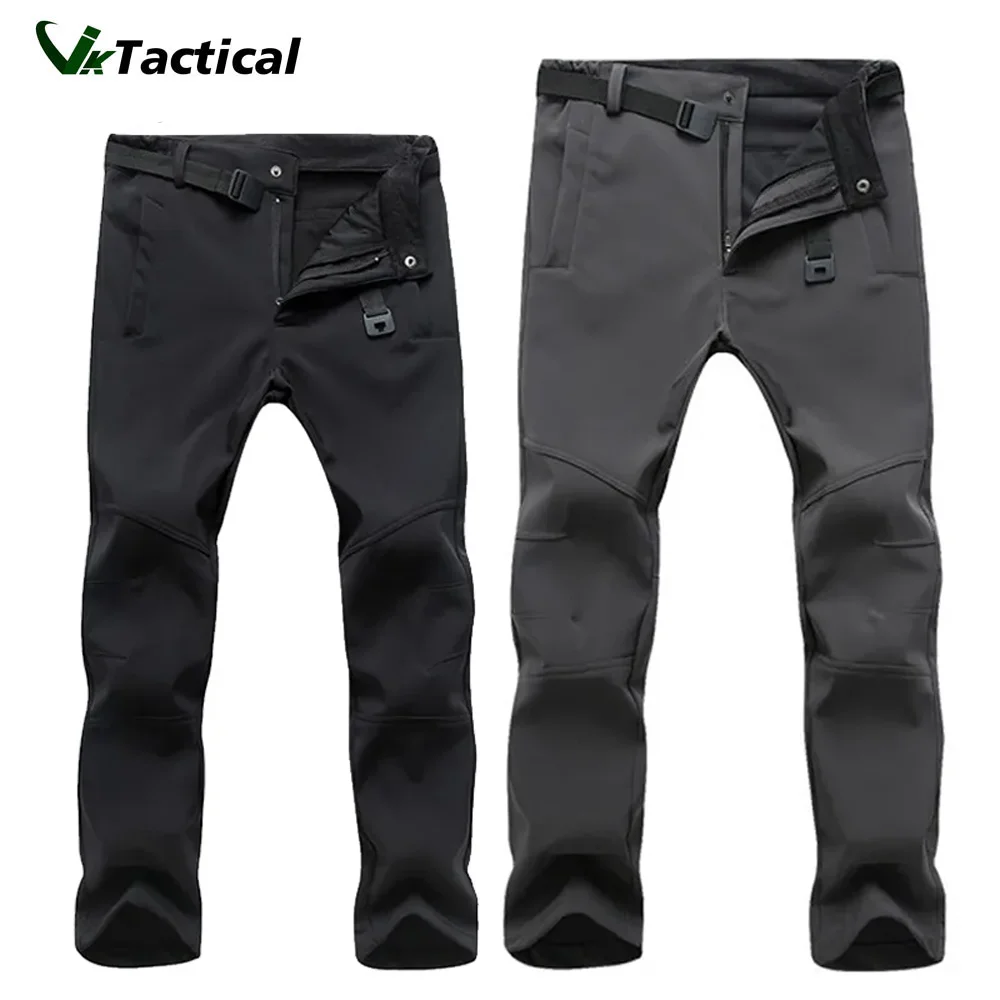 New Winter Softshell Thermal Hiking Pants Tactical Pants Mens Fleece Cargo Pants Waterproof Warm Police Work Trousers