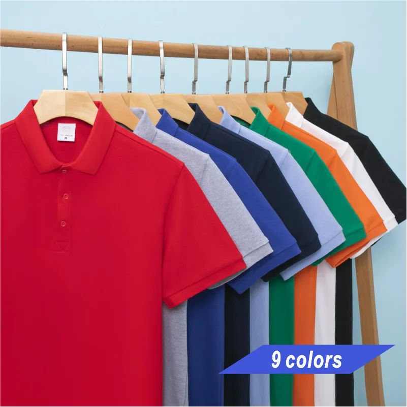 Polo à Manches Courtes pour Homme, 100% Coton, Broderie Personnalisée, Logo de la Société, Couleur Unie, Haute Qualité