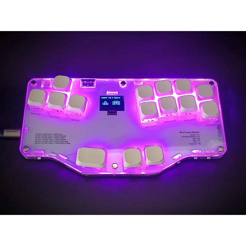 

MC_studio Mixbox Gaming Keyboard Wired Low Profile RGB Gaming Controller Custom Raspberry Pi RP2040 Game Keyboard for KOF SF