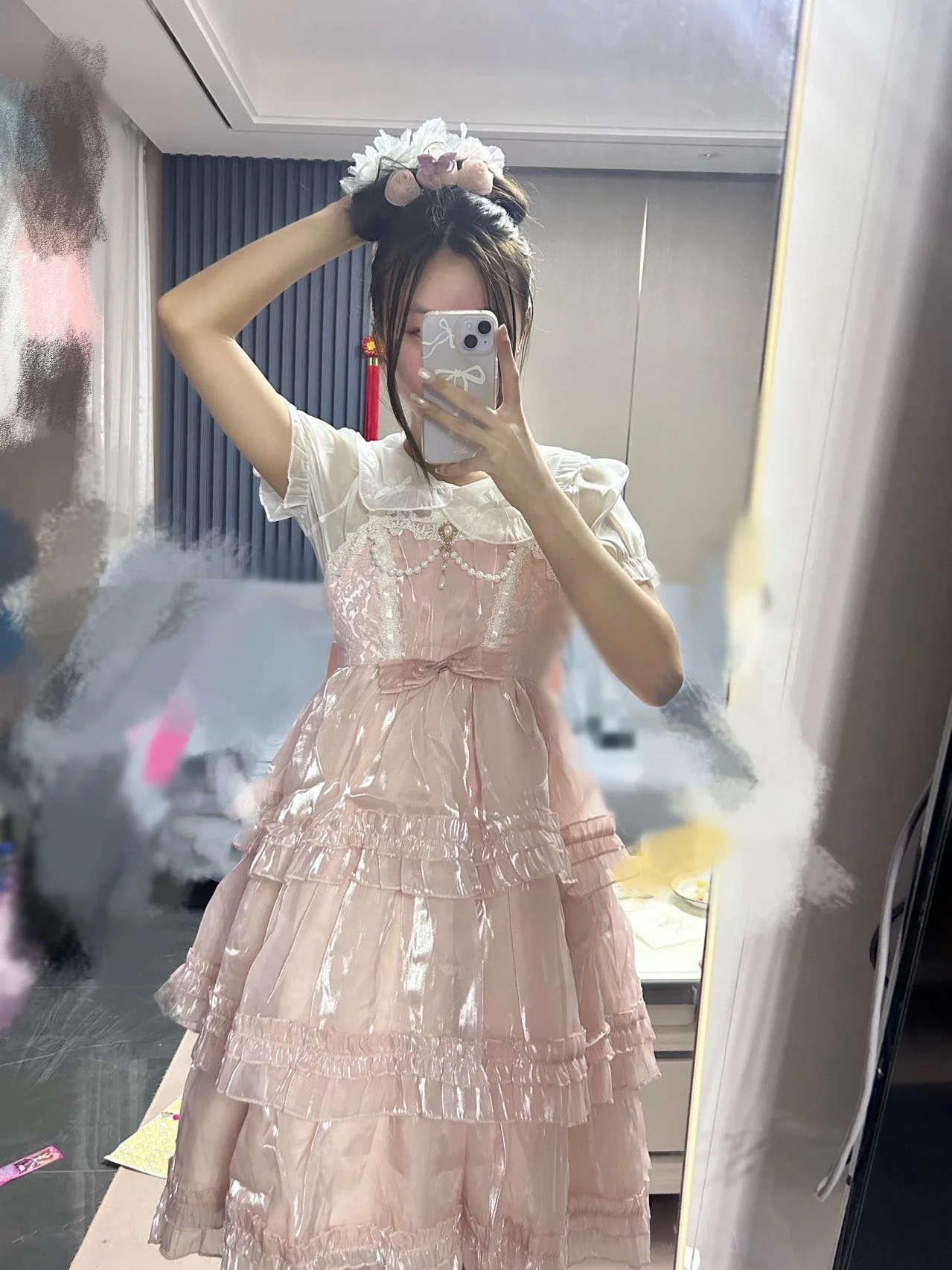 Love Organza ~ Sweet Lolita JSK Dress Tiered Cute Mini Party Dress Gothic Y2k Pink Princess Dresses