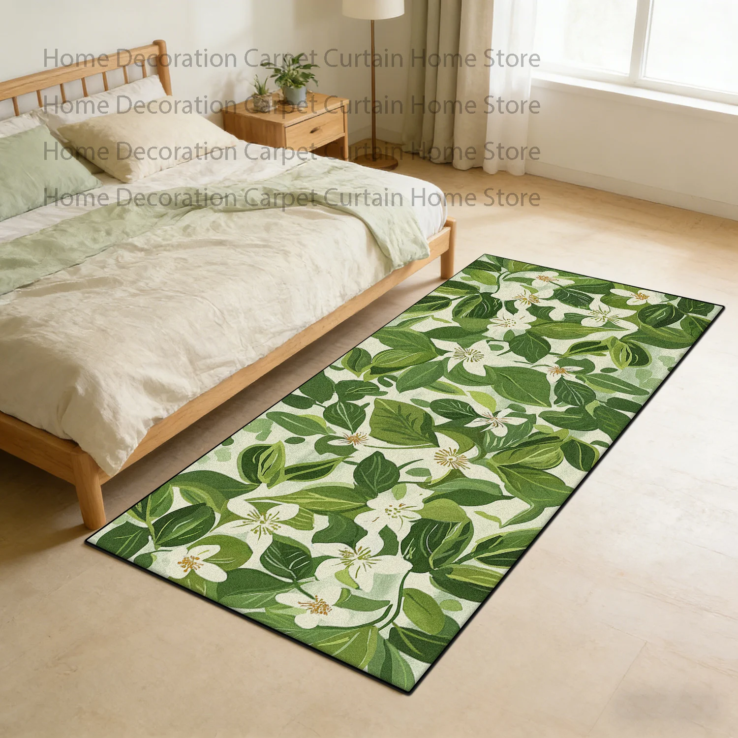 Plant Pattern Soft Rug Retro Living Room Decor Kitchen Bedroom Non-Slip Customizable Floor Mat Bedroom Decor Carpets Easy Clean