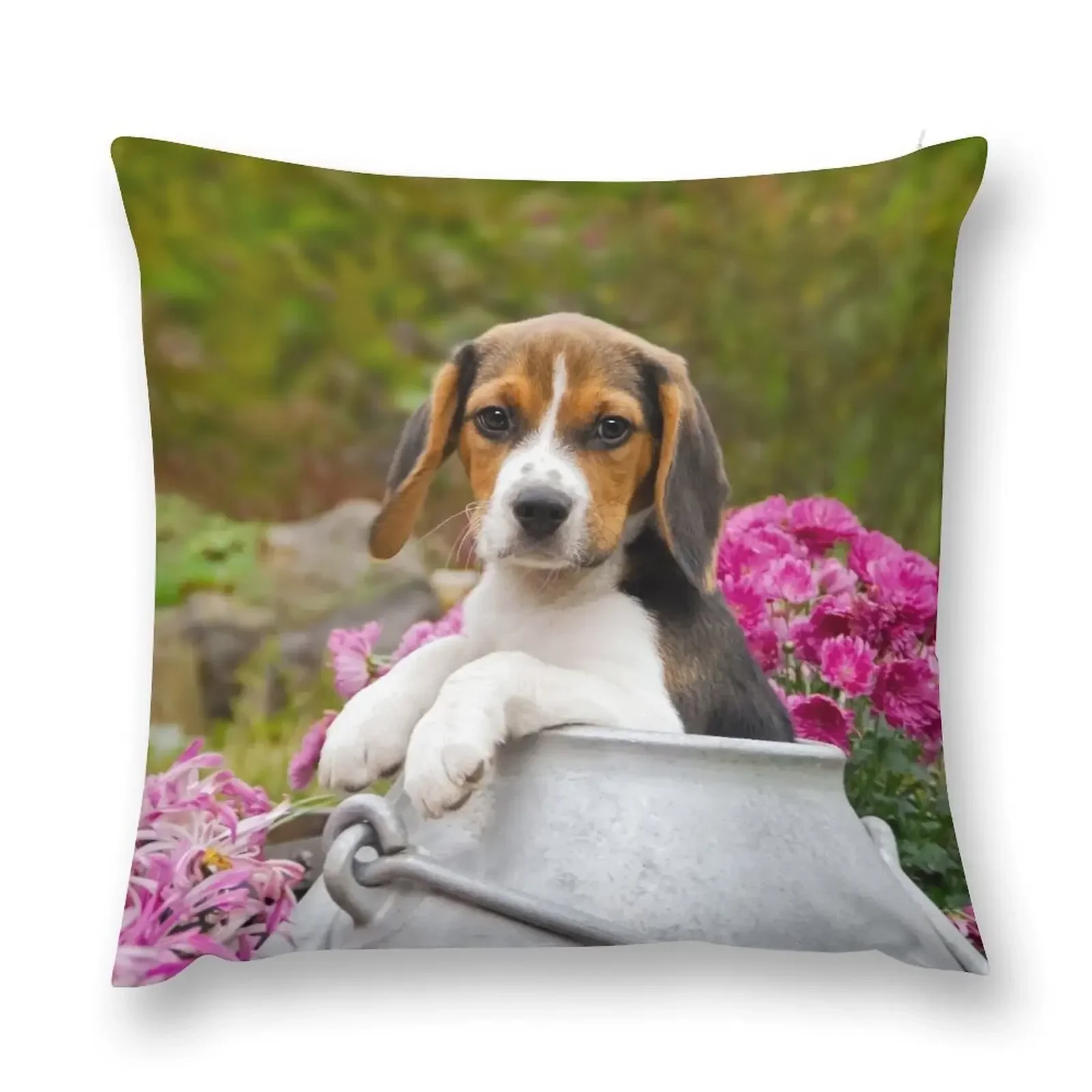 

Cute Tricolor Beagle Dog Puppy in a Milk Churn Throw Pillow Decorative Cushions For Luxury Sofa Sofa Decorative Covers pillow