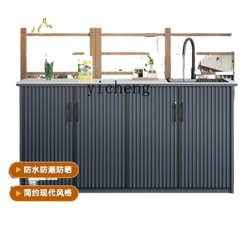 

XL Balcony Aluminum Alloy Slate Wash Sink Basin Cabinet Sink Integrated Storage Locker