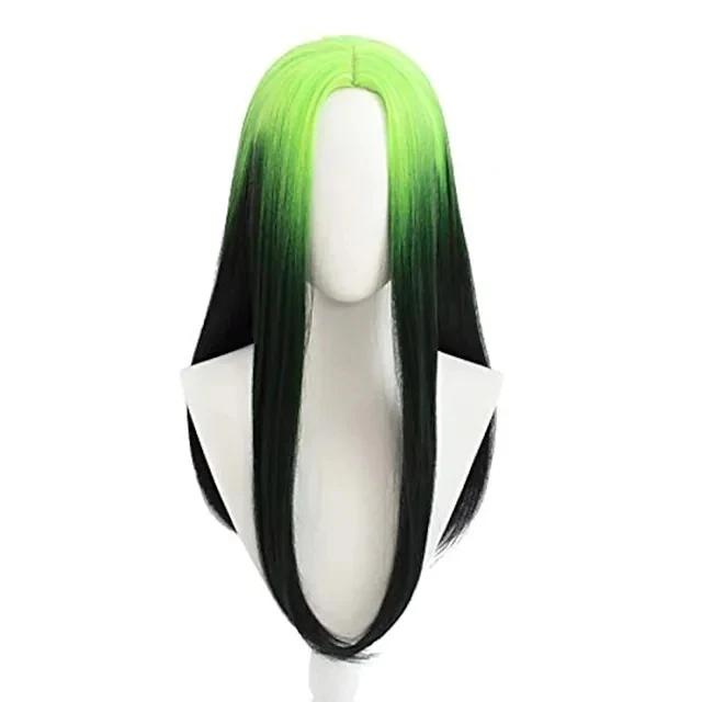 New Green And Ombre Black Green Wig Similler Women Synthetic Cosplay Wigs Anime Bad Guy Long Straight Heat Resistance Hair