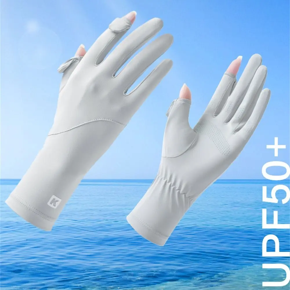 موضة رقيقة قفازات واقية من الشمس الجليد الحرير مطاطا المضادة للأشعة فوق البنفسجية القفازات شاشة تعمل باللمس زلة مقاومة الدراجات القيادة قفازات تشغيل الرياضة