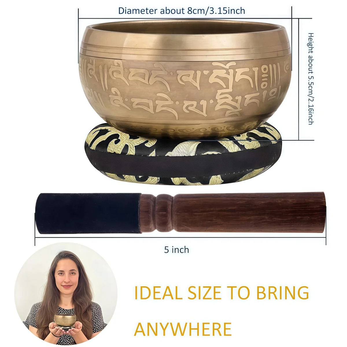 Miwayer Complete Tibetan Singing Bowl Set, Totem Sound Bowl with Lucky Knot & Mallet, Meditation Yoga Chanting Gift for Blessing