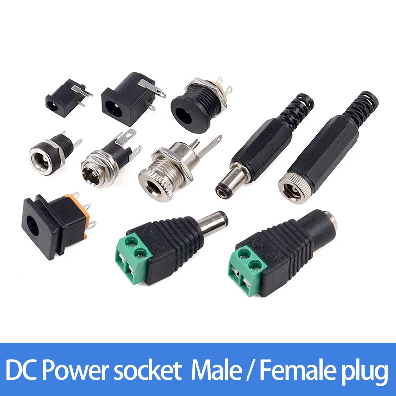 DC power supply Male/Female Plug/Socket 005/022 Male/Female connector 5.5-2.1-2.5MM round hole connector