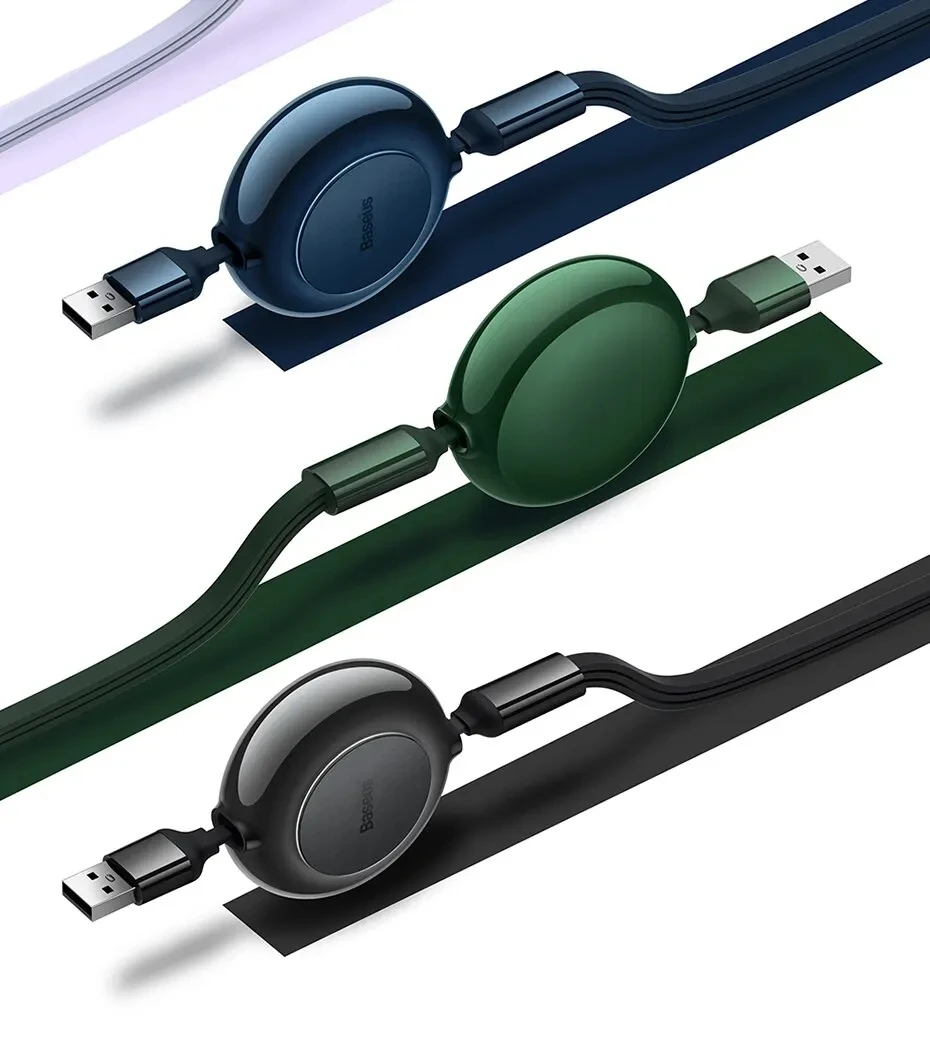 Baseus 3 in 1 Retractable USB Cable for iPhone Charger Fast Wire Charging Cable For Android Phone Type C For Xiaomi Samsung
