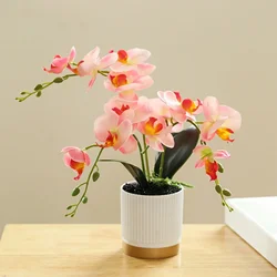 Silk Butterfly Orchid Artificial Flowers Bonsai Orchid Phalaenopsis Flower Pot Home Wedding Decoration Arrangements Fake Plants
