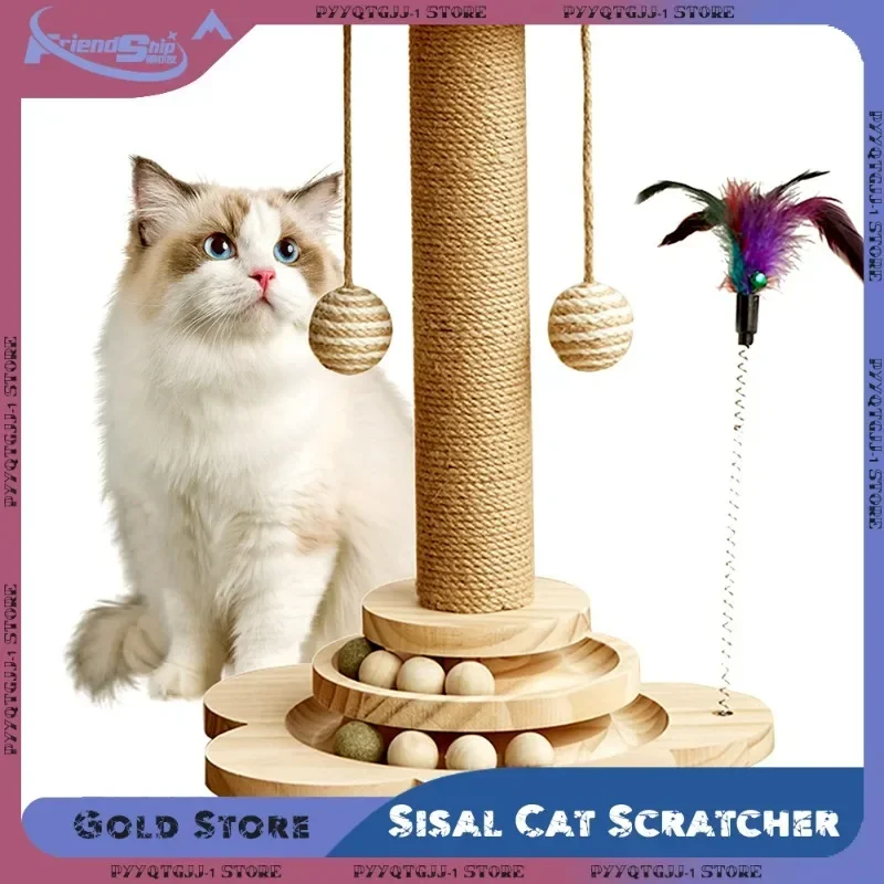 

Cat Scratch Pole Sisal Cats Scratcher Turntable Cat Scratch Board Toy High-density Cats Grab Column Pet Supplies Climbing Frame