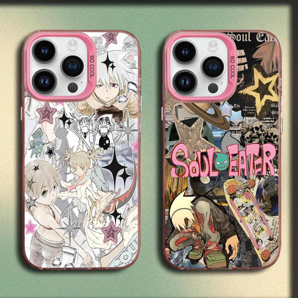 

Anime S-Soul Eater Phone Case For iPhone 16,15,14,13,12,11,Mini,Pro,SE,MAX Pink Matte Silicone Cover