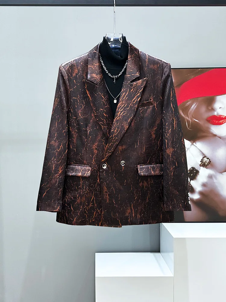 

Мужской повседневный костюм оригинального дизайна: пиджак с широкими плечами, свободного кроя, с длинными рукавами, однобортный, весна-осень