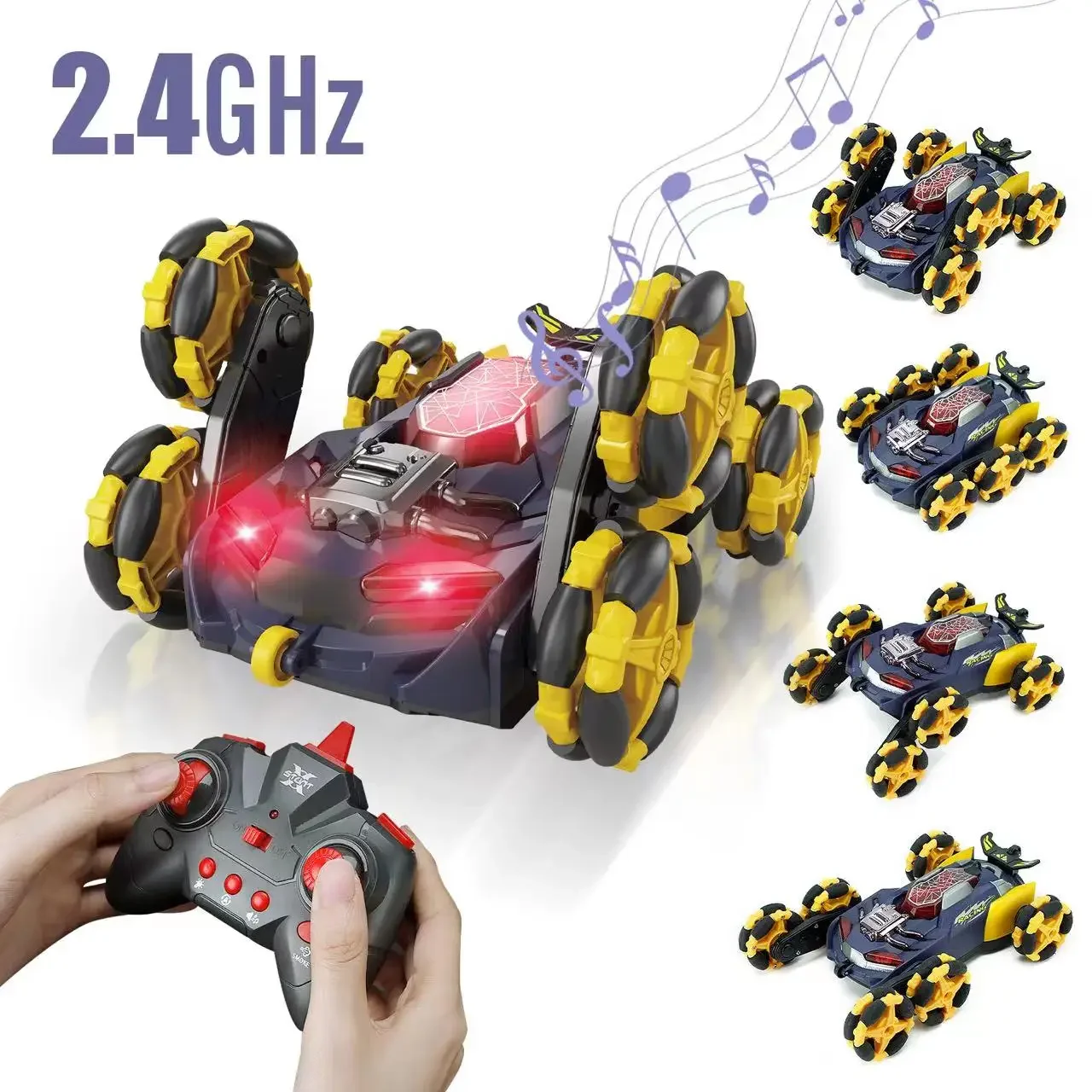 RC Car 2.4GHz Remote Control High Speed Competitive Racing Cool 6 Wheel Spray Stunt Car Vehicle All Terrain Toys For Boys Gifts