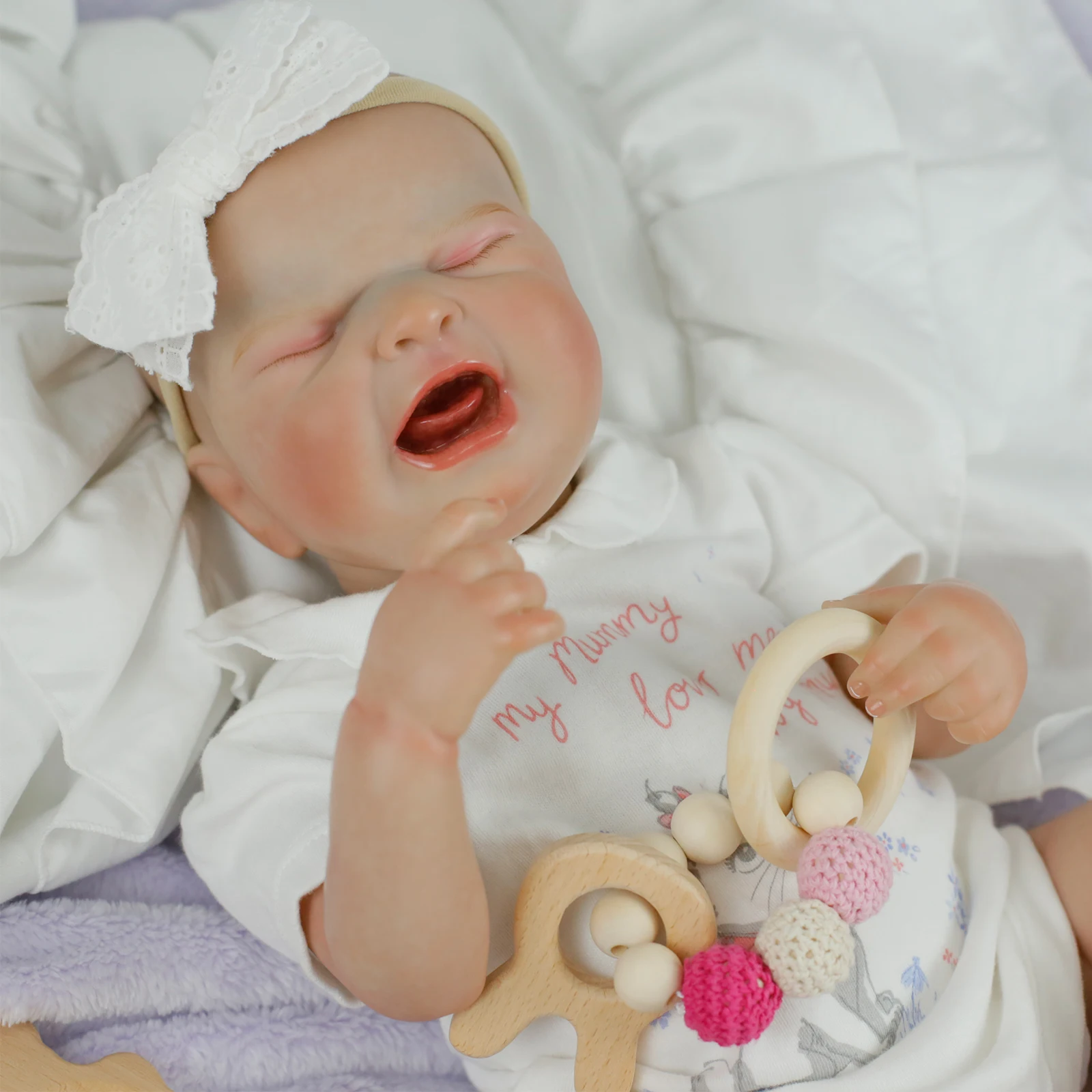 18インチ全身リアルな泣き声の新生児シリコンビニールリボーンドール女の子、多層ペイントソフトトイ、シックでおしゃれな人形