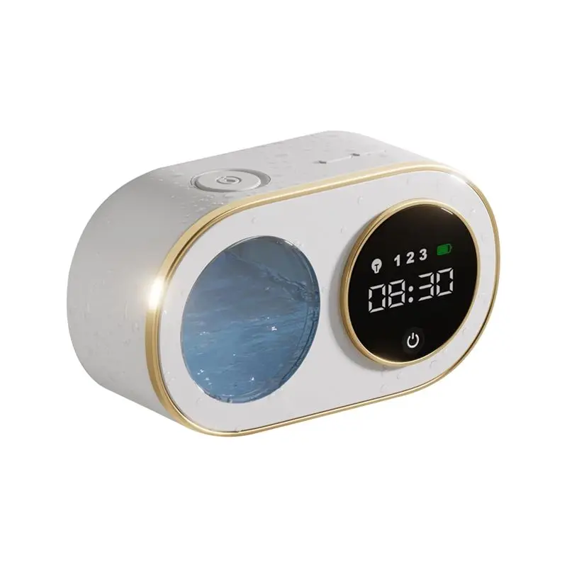 hlzs-automatic-foaming-soap-dispenser-with-hd-led-digital-clock-foam-soap-dispenser-wall-mount-rechargeable-12oz-white-durable