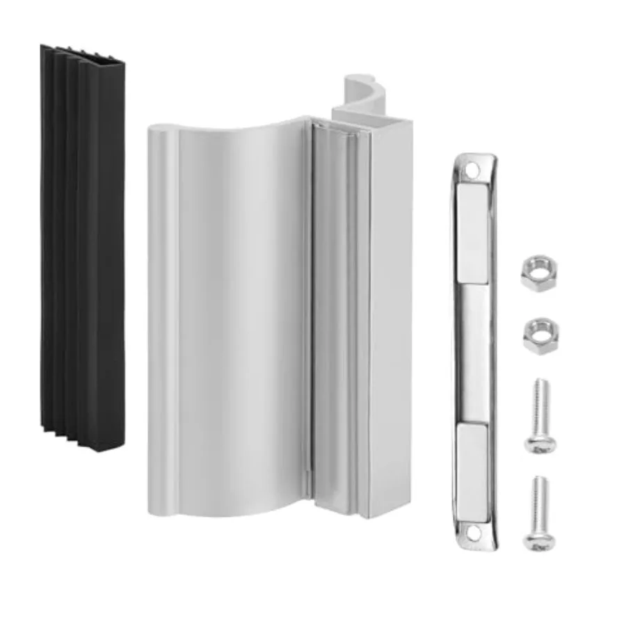 

3" Aluminum Frameless Shower Door Handle with Metal Strike, Stainless Steel U-Channel with Magnet for Swing Glass Door Thicknes