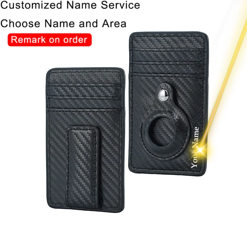 

Custom Cards Holder Men Airtags Wallets Rfid Black Carbon Fiber Leather Minimalist AirTag Wallet Personalized Carteira Masculina