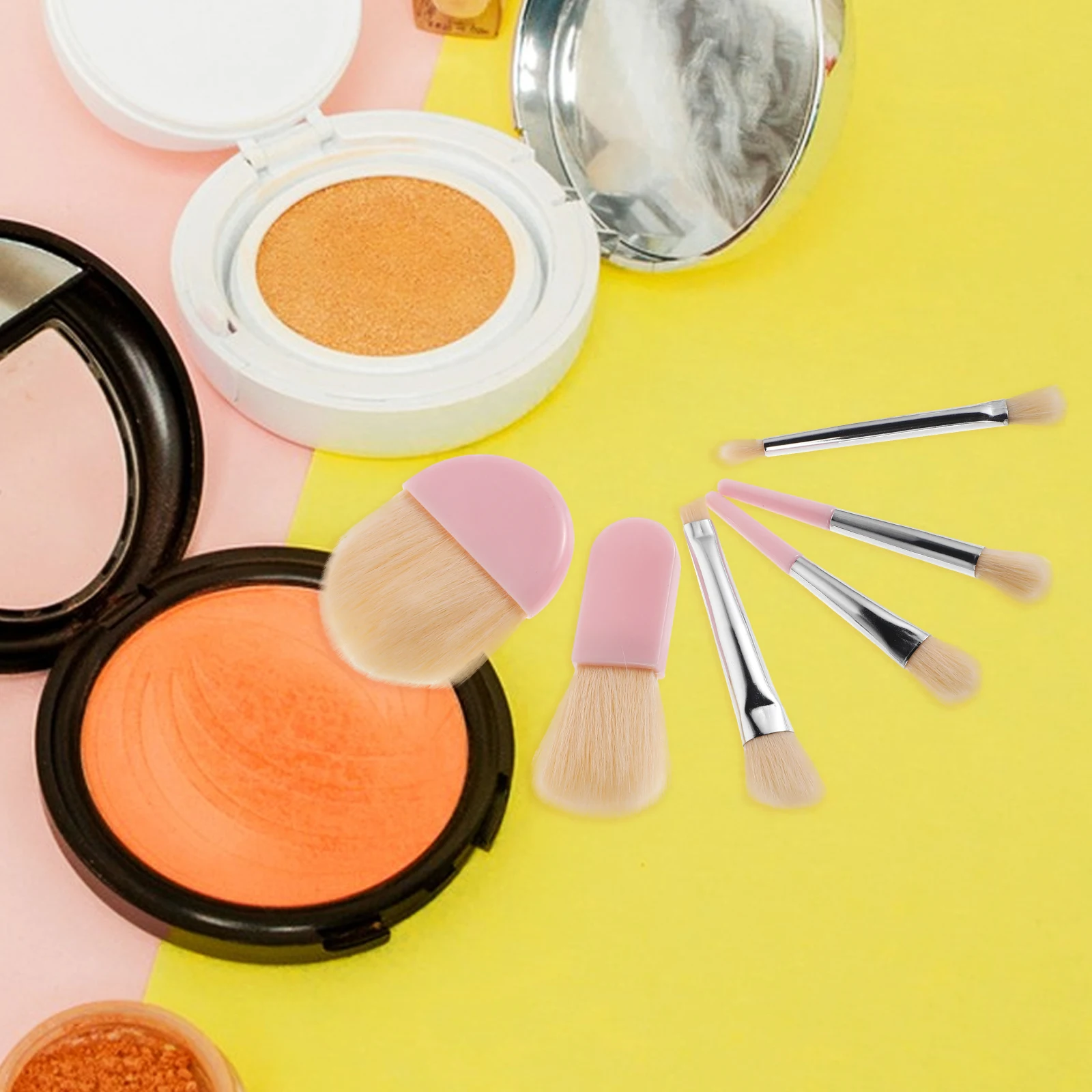 1 conjunto de pincéis de maquiagem para viagem, mini aplicador de blush, base portátil, pincéis de sombra, fibra macia, ferramentas faciais para