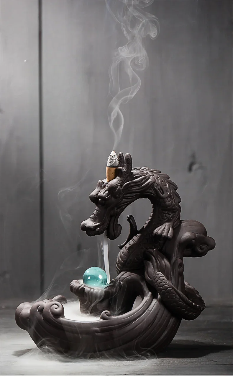 Incense Holder Ceramics Home Decor Dragon Censer Smoke Waterfall Holder Backflow Incense Burner