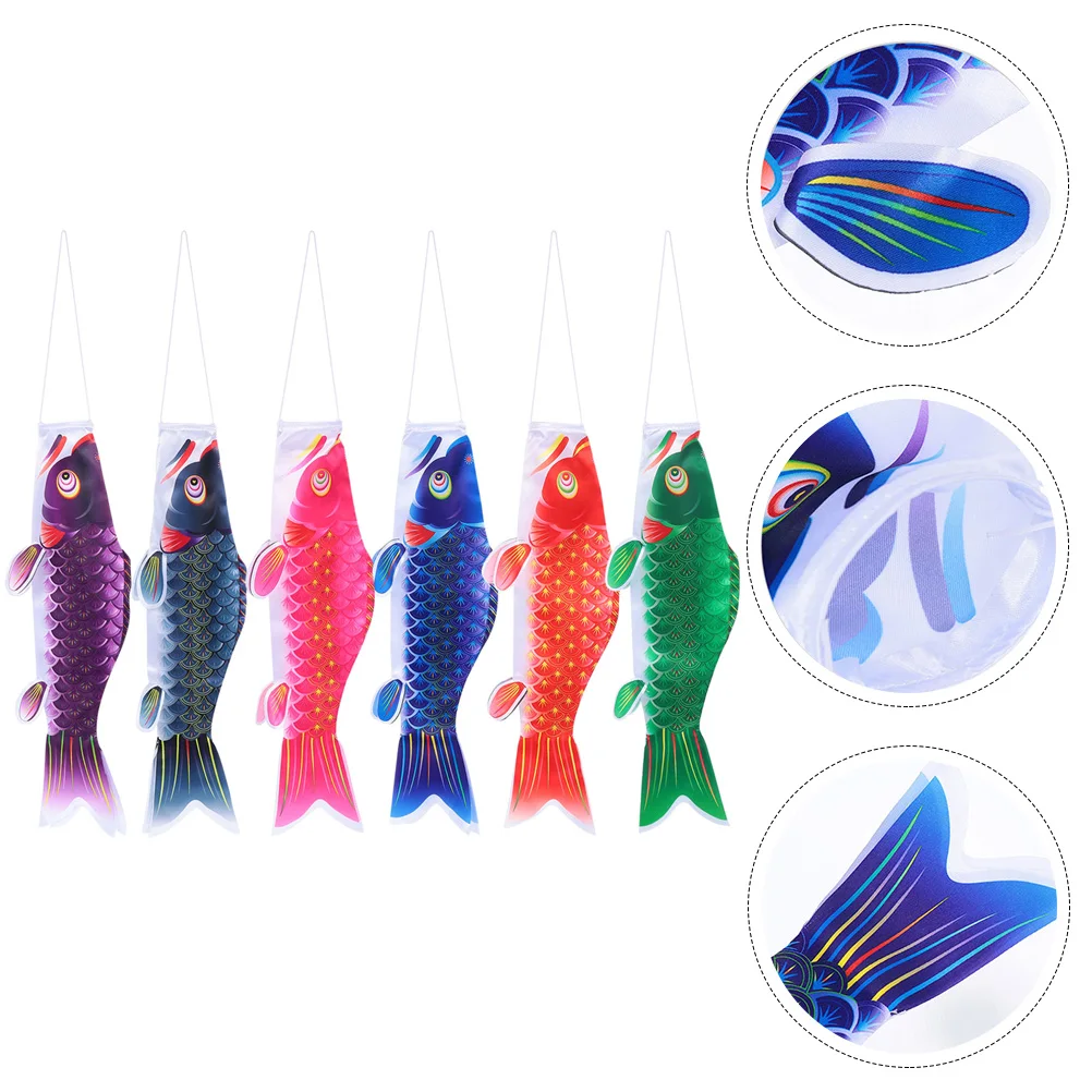 

6pcs Japanese Style Carp Windsocks Hanging Outdoor Decorative Garden Flags Festival Pendant For Restaurant Barbecue School