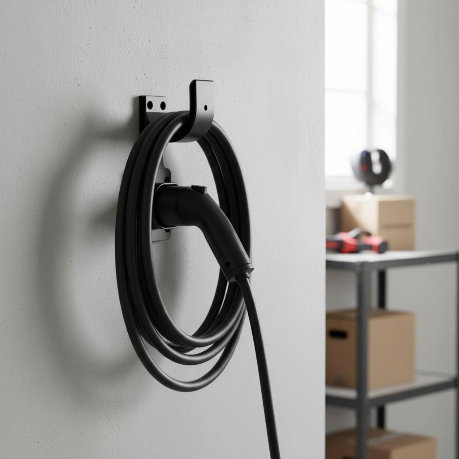

Electric Vehicle Charging Dock Space Saving Charging Plug Wall Mount Electric Vehicle Plug Dock Heavy Duty J1772 Charger Holder