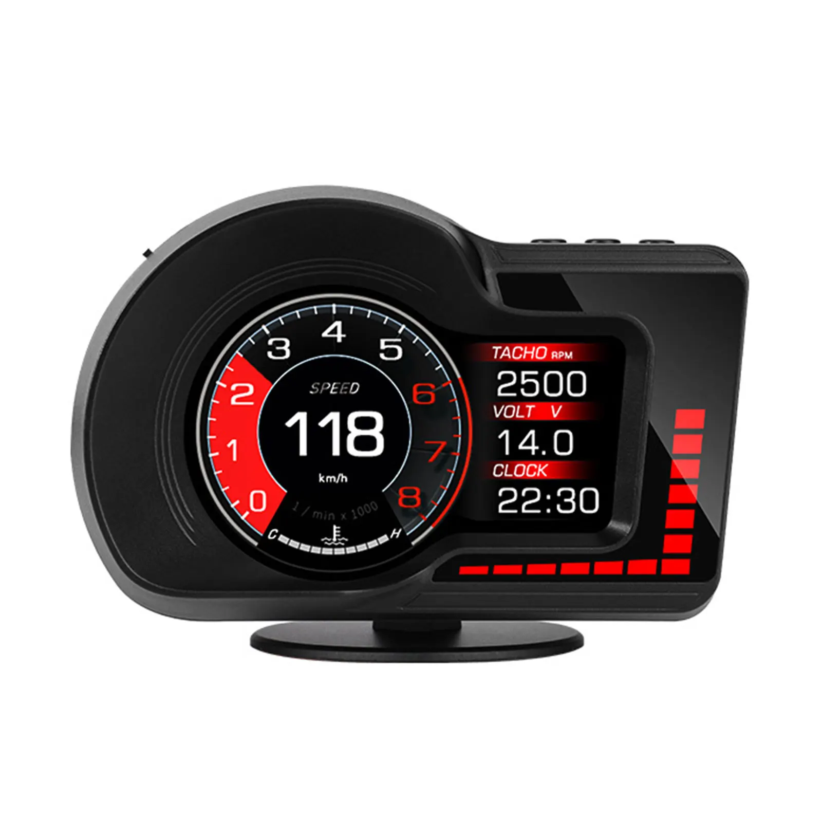 

8 Colors Accelerated Test Speedometer RPM Gauge 6 Alarm Functions Car Head Up Display OBD GPS Dual System F15 HUD