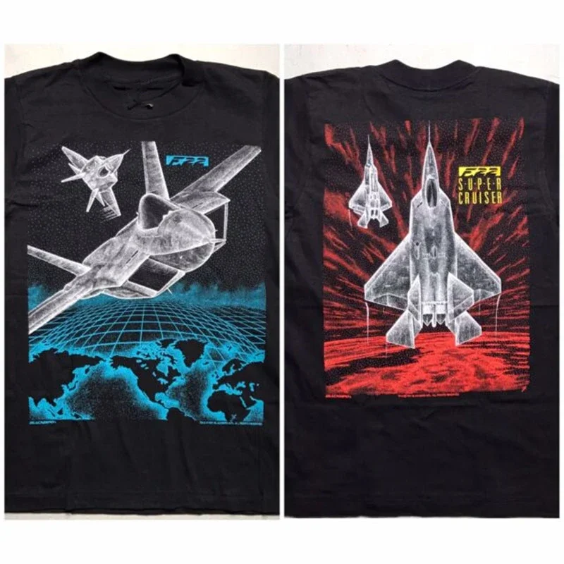 Vintage 90s 1991 F-22 Jet Fighter Men T-Shirt Short Sleeve Casual Cotton O-Neck Summer T Shirt