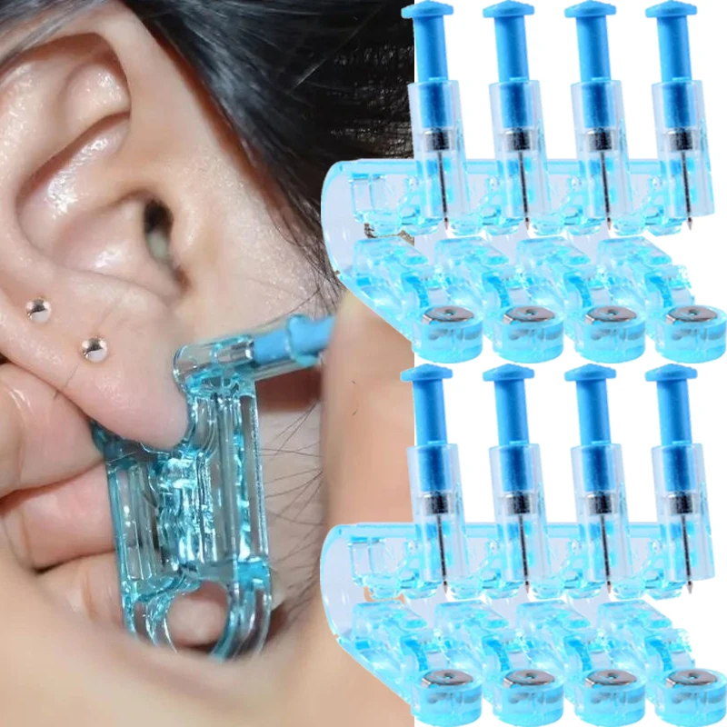 Blue Disposable Ear Piercing Gun Kit Asepsis Healthy Safety Nose Earring Piercer Tool Machine Kit Studs Body Jewelry Accessories