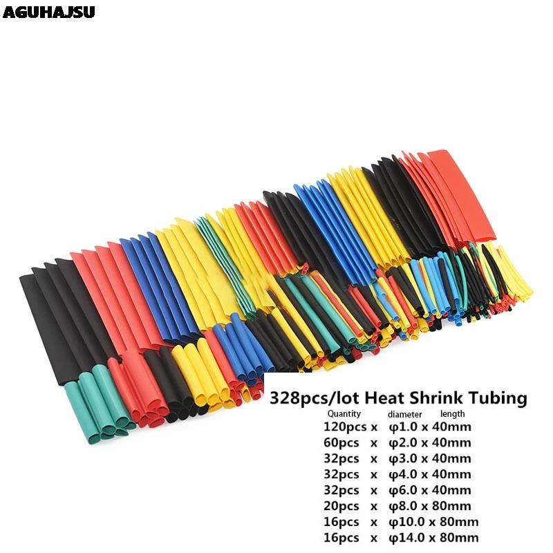 

328Pcs Car Electrical Cable Tube kits Heat Shrink Tube Tubing Wrap Sleeve Assorted 8 Sizes Mixed Color