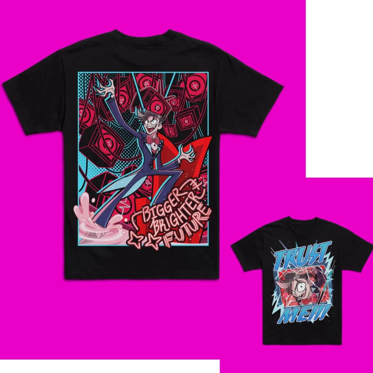 Retro VoxTek Hazbin Hotel Anime T-Shirt Baumwolle Grafik-T-Shirt Herren Damen Sommer Streetwear – Detail 3
