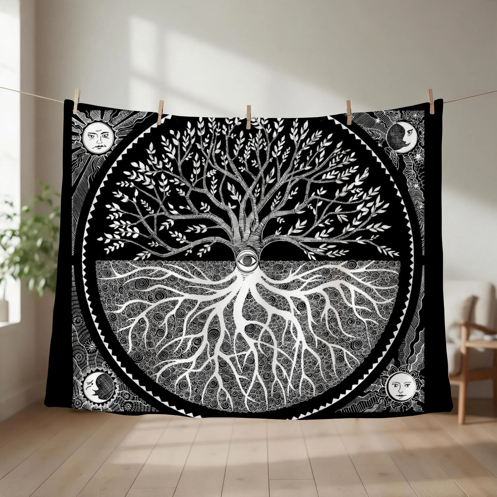 Druid Tree of LIfe Throw Blanket couch cozy soft plush fuzzy picnic outdoor blanket
