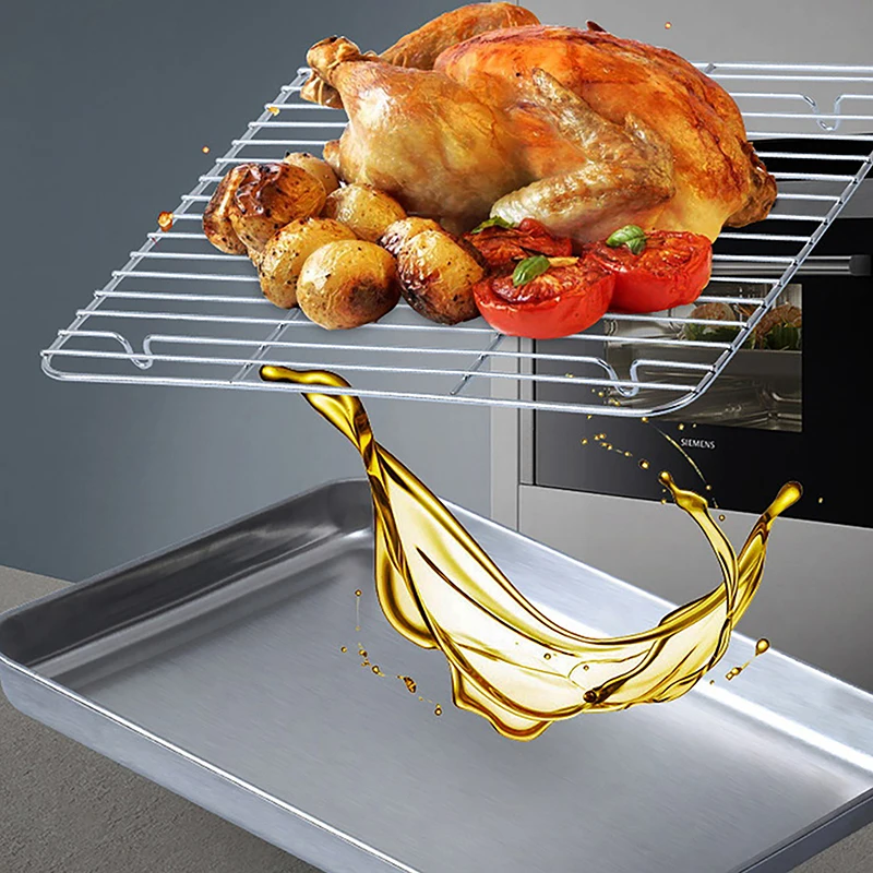 

Деревянный лист 2-в-1 с охлаждающей стойкой — сковорода из нержавеющей стали и съемная подставка для приготовления пищи в духовке, гриля и выпечки тортов