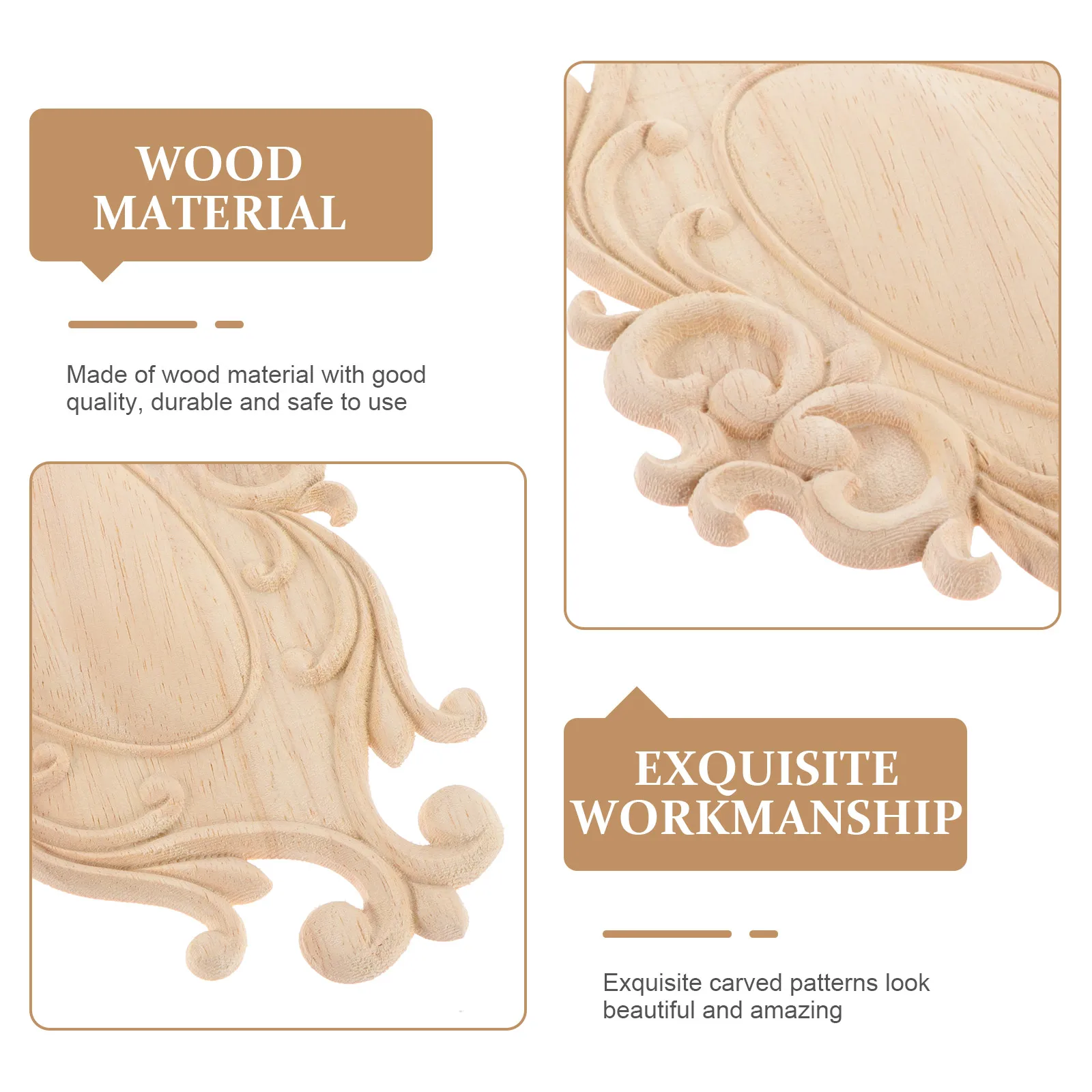 

2pcs Carved Door Heart Flower Wood Onlays Cupboard Applique 24x15cm Natural Decor Accessories Fine Polishing Safe