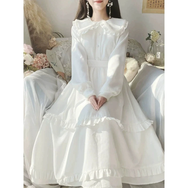 Sweet and Super Fairy French Doll Collar First Love White Dress for Teenage Girls Age Reducing Dress