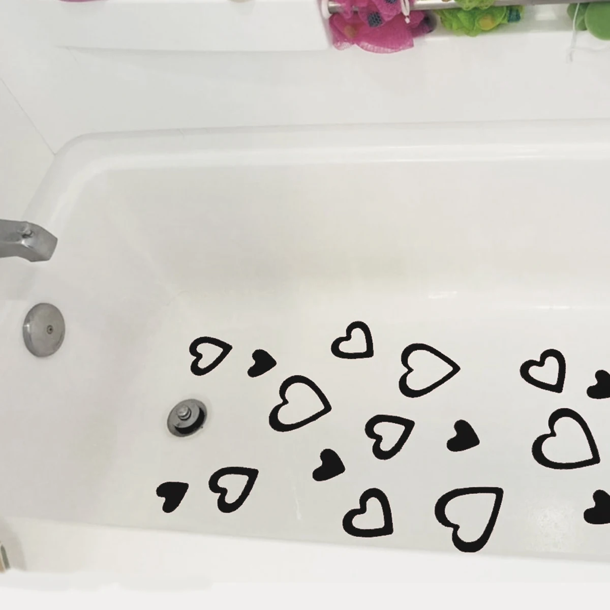 10 PCS Black Colour Heart Non Slip Bathtub Stickers