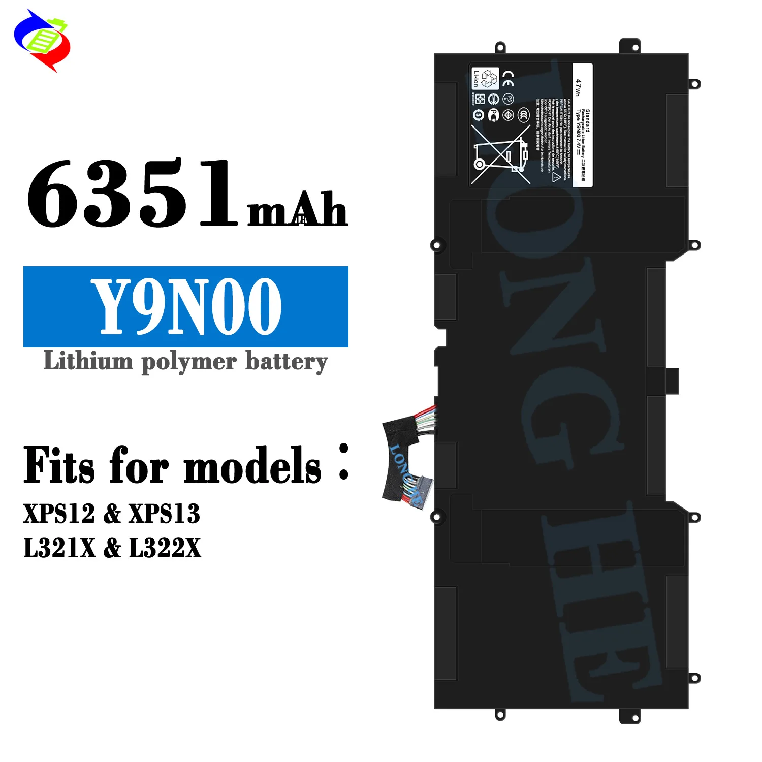 New Y9N00 Laptop Battery for Dell XPS 13 9333 / L321X / L322X Compatible with 12 9Q33 489XN C4K9V PKH18 Replacement Battery