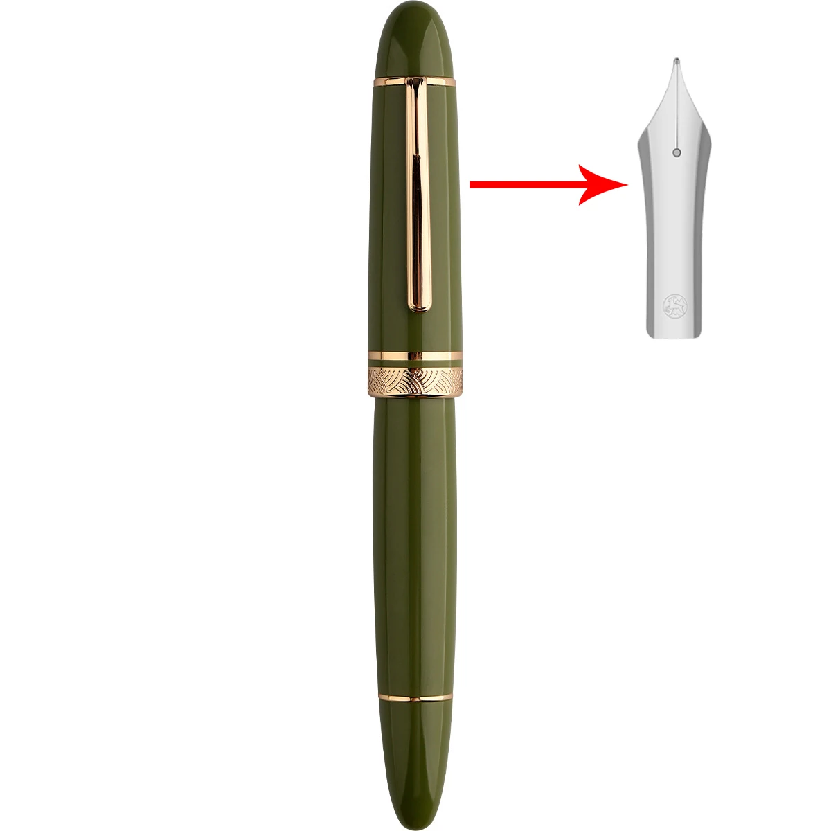 新しい大型 MAJOHN P140 NO.8 F/M ペン先アクリルピストン透明万年筆