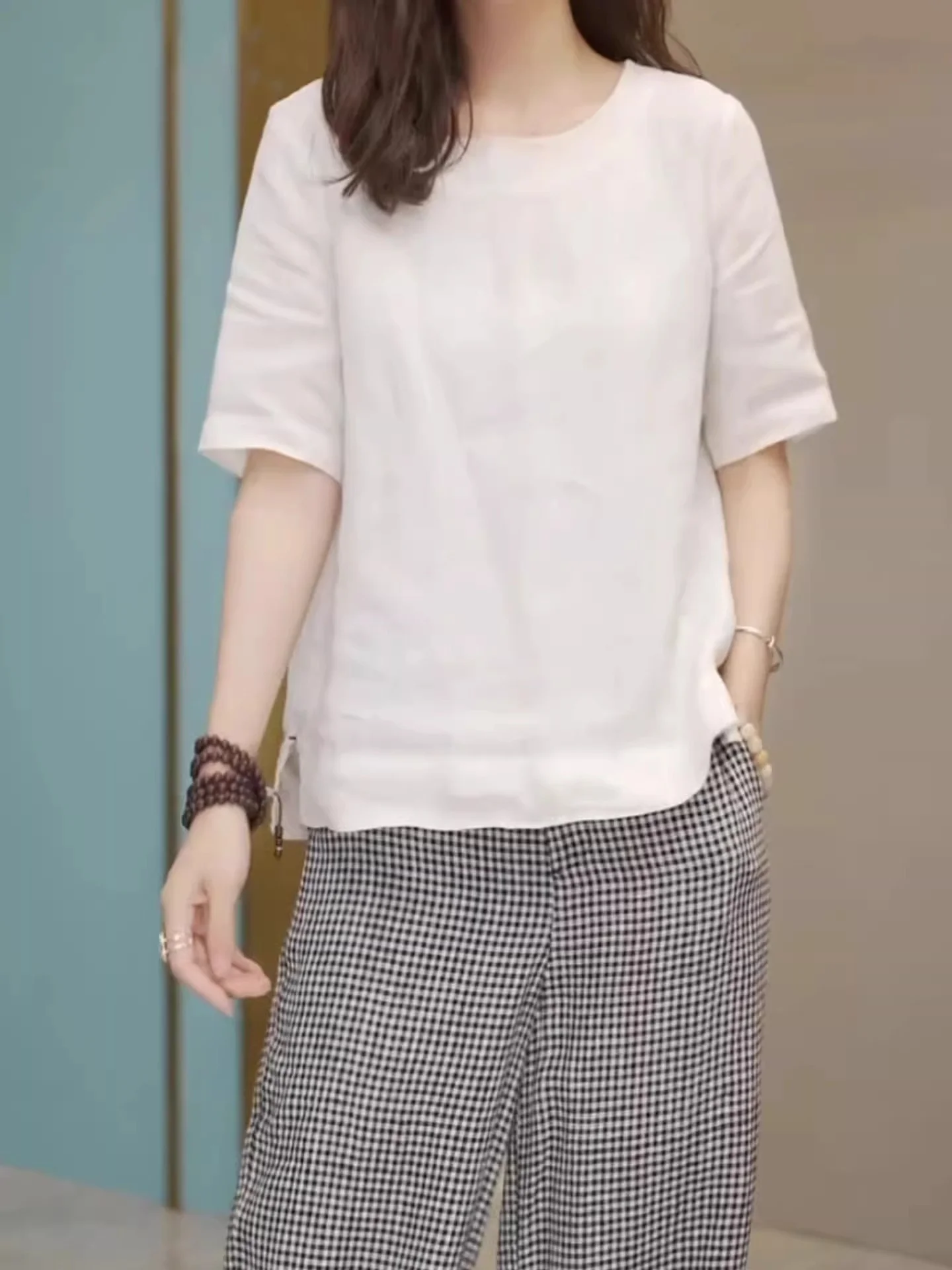 

Ele Color Overhead ort Sve Base irt Faionable Design Korean Sle Commute Pure Color Summer Top