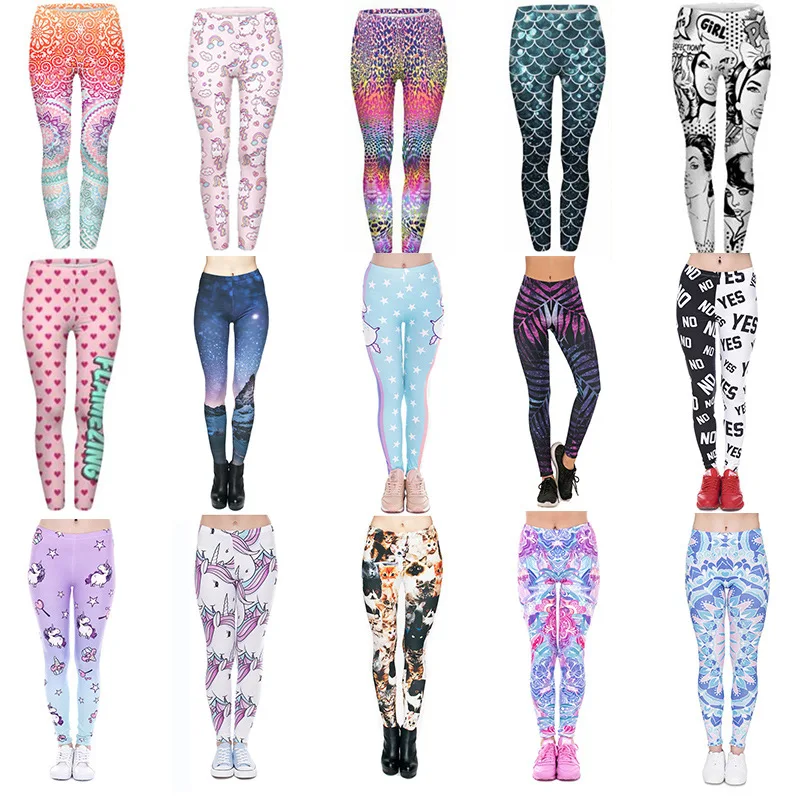 

Faion Printed Leggings Women's Casual Pants High Waist Thin Fabric Milk Silk Nine Points Pants Ladies Premium Bot