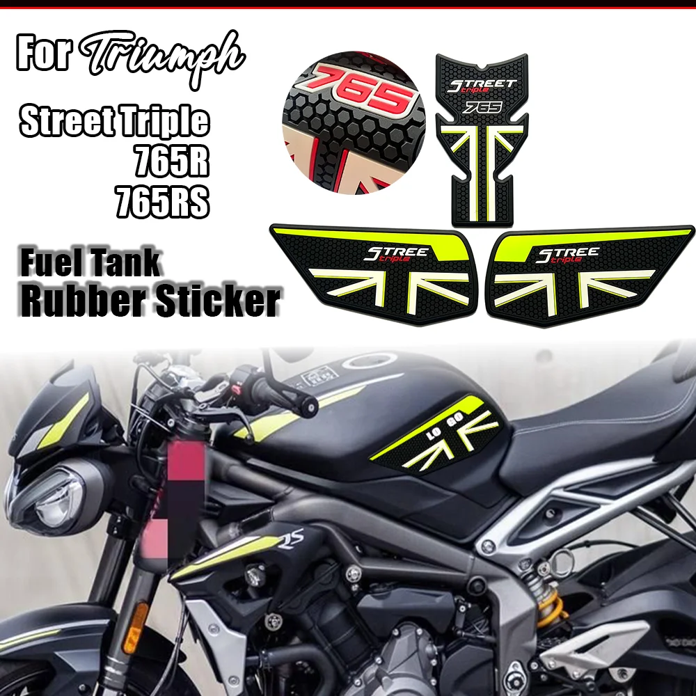 

Motorcycle stickers For Street Triple765R 765RS 2020-2022 Fuel Tank Anti Skid Sticker Waterproof Sticker 3D Rubber Strcker