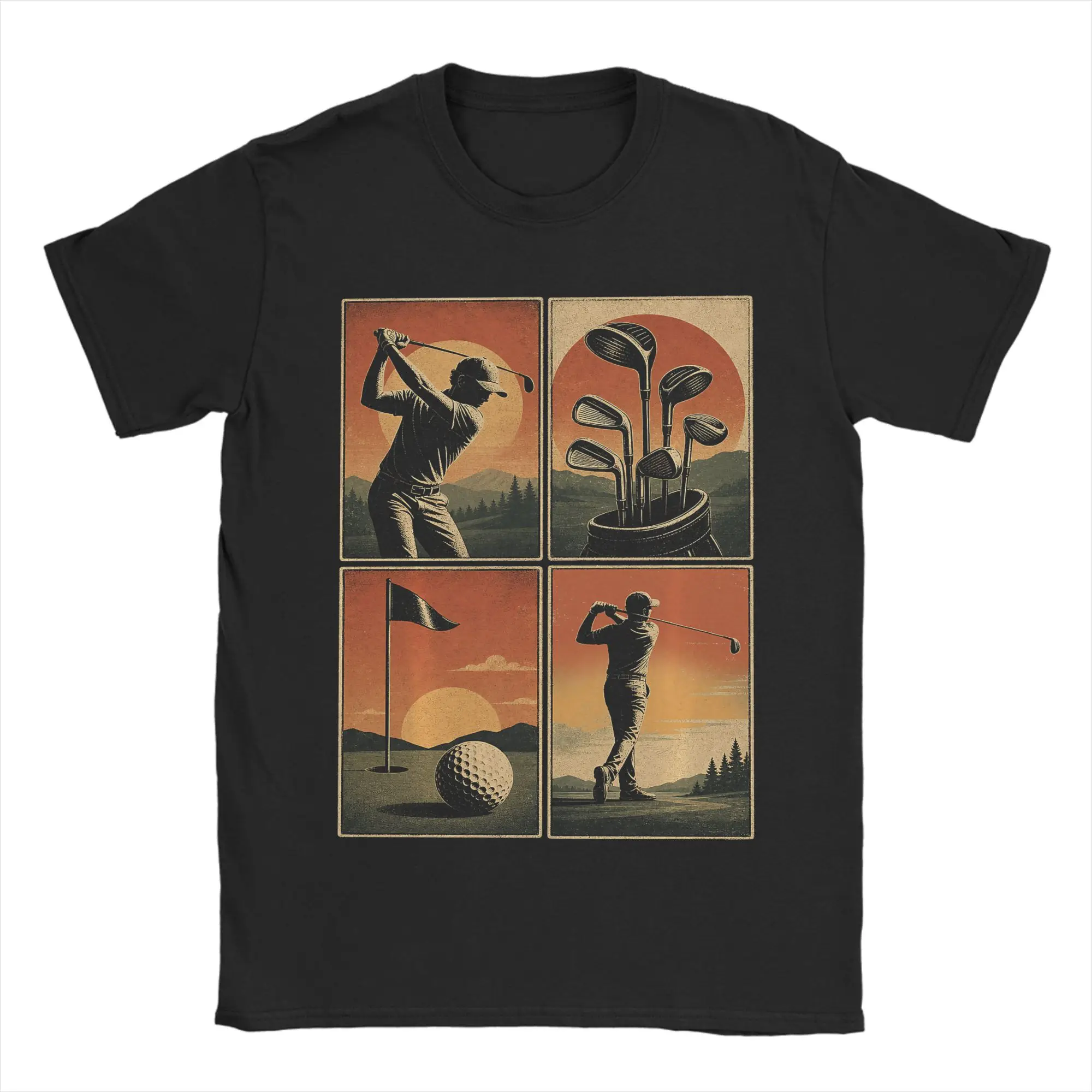 Golf Sunset Lscape Collage Golfing Sports T-Shirt Summer  Streetwear T-Shirts 100 Cotton Trending Tee Shirt For Men Tops