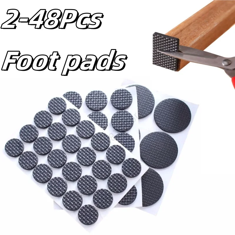 2-48Pc Black Self Adhesive Furniture Leg Feet Protector Pad Thickening Anti-Skid Scratch DIY Furniture Feet Floor Protector Pads
