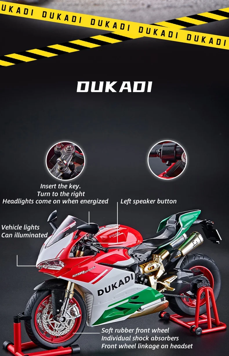 Miniature Moto En Alliage – échelle 1:9, Modèle Ducati Panigale 1199, Sons Et Lumières, Collection Et Jeu – 23,5 Cm