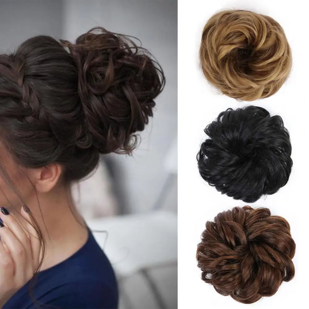 Perruque Chignon artificiel astique en Fibre Naturelle Haute Température pour Femme, Extension Capillaire Synthétique, Postiche, 2 Pièces