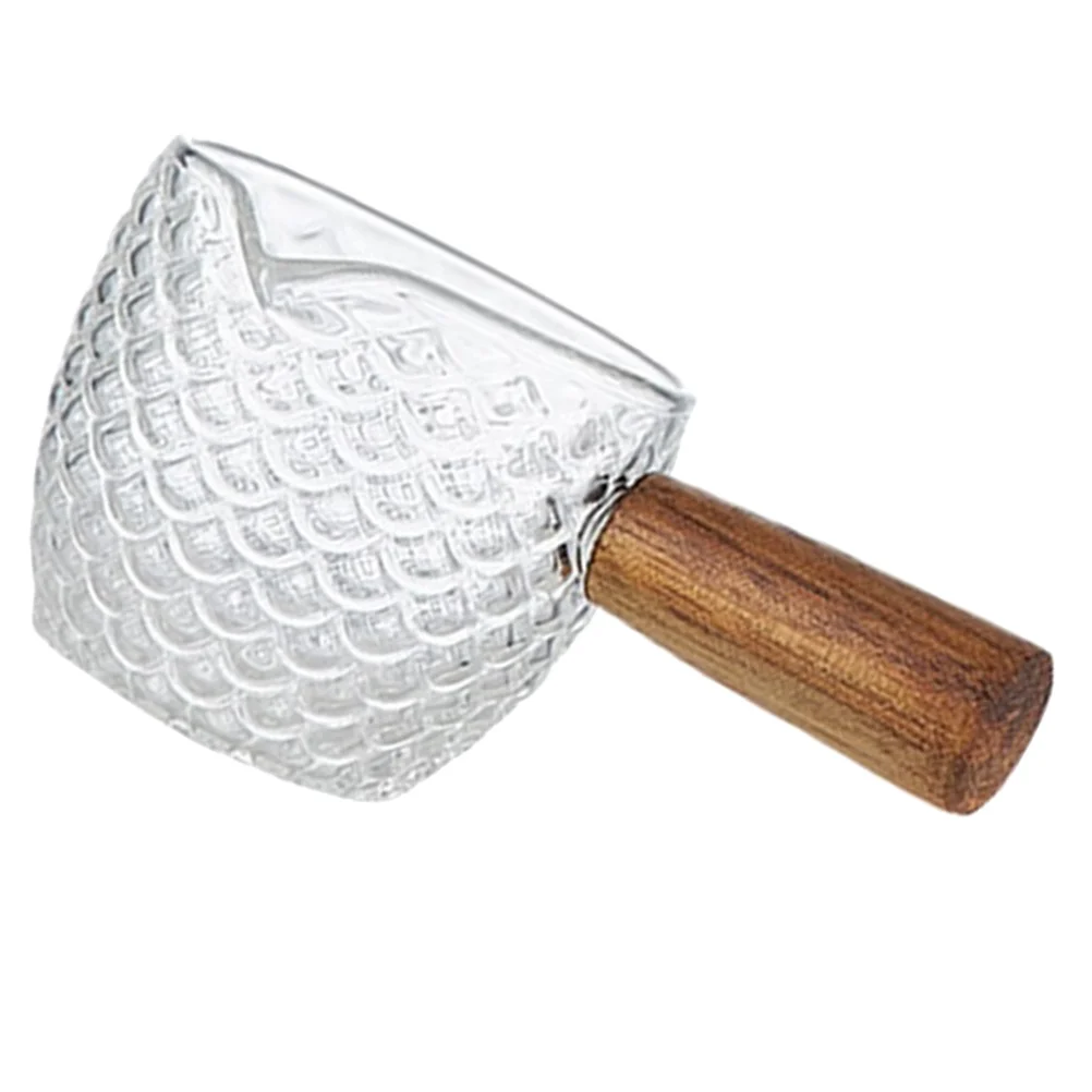 

Glass Milk Wooden Handle Heat Resistant Clear Creamer Jug For Coffee Bar Kitchen Baking Supplies Latte Pitcher Glass