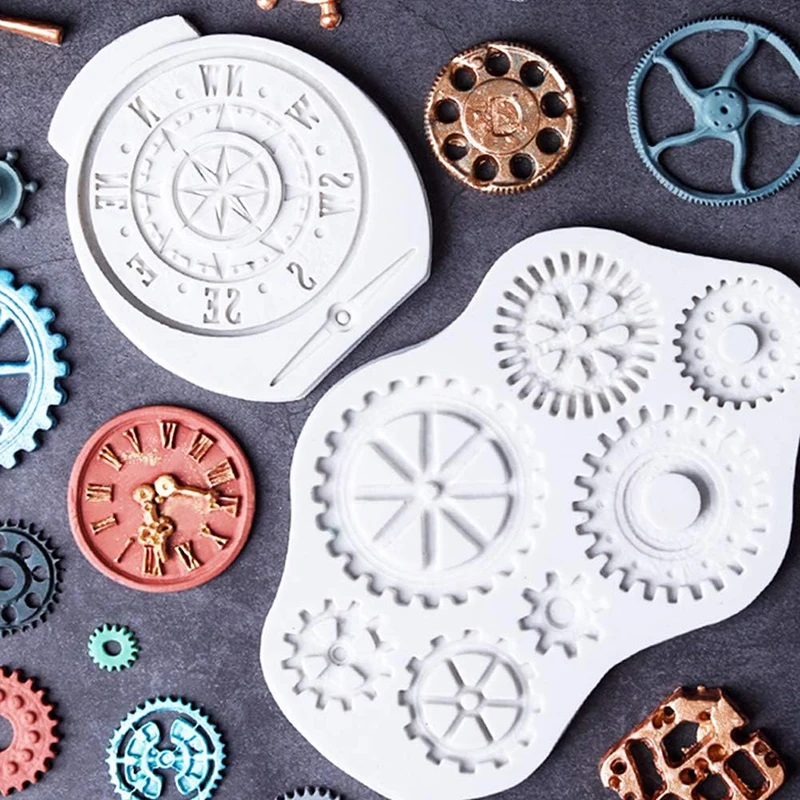 Steampunk Fondant Mold Silicone Gears Teeth Mould For Travel Themed Cake Decoration Chocolate Candy Cupcake Topper Sugarcraft